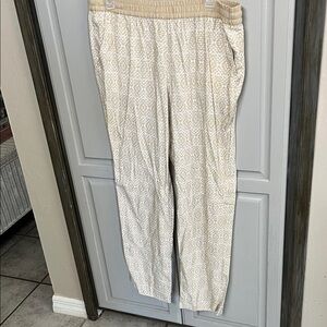 Beige Patterned Pants